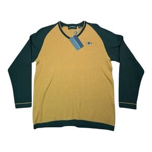 Tundra Green Bay Packers Sweater Mens M Gold Green V-Neck 100% Cotton NWT Canada